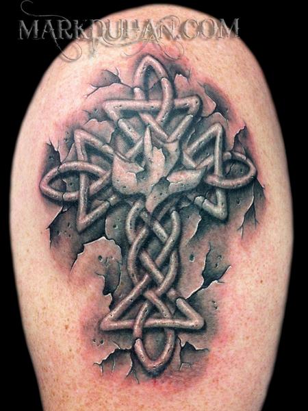 Tattoos - STONE CELTIC CROSS - 60061